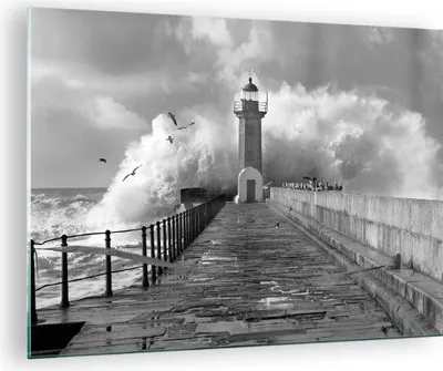 Produktbild von Bilder auf glas - Einteilig - Laterne Meer Portugal - 70x50cm - Glasbilder - Wandbilder - Bilder - zum Aufhängen bereit - Wanddekoration aus Glas - Glas Bilder - Wandbild auf Glas - GAA70x50-4913