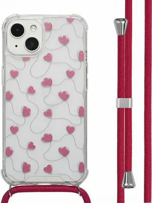Produktbild von imoshion Design Hülle mit Band iPhone 13 - Dusty Rose Connected Hearts