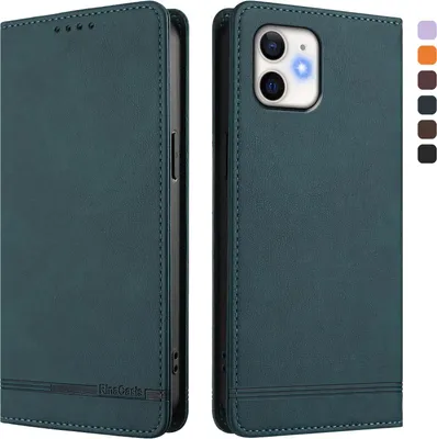 Produktbild von Hülle für iPhone 11, Retro Kunstleder Ständer Klapphülle mit Kartenfächer und Magnetische Grün