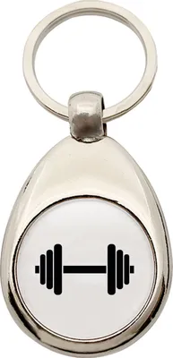 Produktbild von Huuraa Schlüsselanhänger Hantel Silhouette Metall Schlüsselring Einkaufswagenchip Geschenkidee
