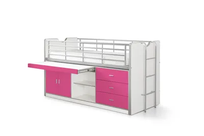 Produktbild von Halbhochbett mit Schreibtisch Bonny 95 - pink