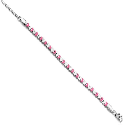 Productafbeelding van Zilverkleurige armband met roze motief