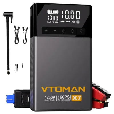 Obrázek produktu pro Pomoc při startování automobilu, vzduchový kompresor, inteligentní displej, VTOMAN X7