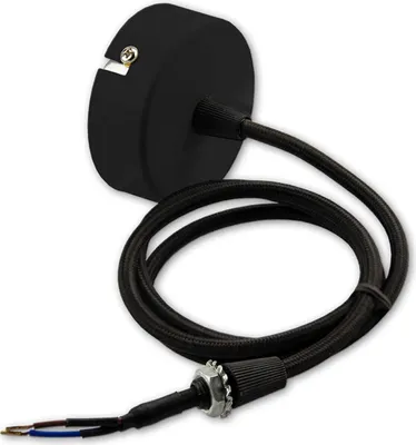 Produktbild von ISOLED Deckenbaldachin rund 60mm, schwarz inkl. 2-pol. Stoffkabel 1,5m