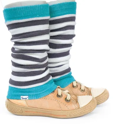 Productafbeelding van Divata kinderstulpjes (warme strepen, aquablauw) – voor baby's en kinderen