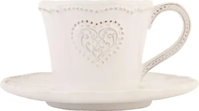 Immagine prodotto di Tazza Clayre & Eef con piattino 160 ml Cuore in Vetroceramica beige