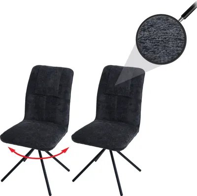 Produktbild von 2er-Set Esszimmerstuhl MCW-N99, Küchenstuhl, drehbar Auto-Return, Stoff/Textil Chenille (340g/m²) dunkelgrau