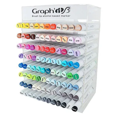 Obrázok produktu pre GRAPH'IT obojstranné alkoholové popisovače Brush & Chisel, 96 ks v držiaku