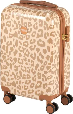 Produktbild von Princess Traveller Leopard – Handgepäckkoffer – Taupe mit Leopardenmuster – 55x35x20 cm – 31 L Reisekoffer