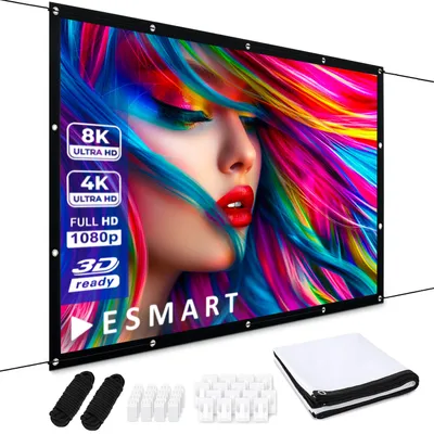 Produktbild von ESMART Spann-Leinwand Flex 221 x 125 cm (100") 16:9 | Heimkino Beamer Projektionsleinwand Outdoor Leinwand LCD LED