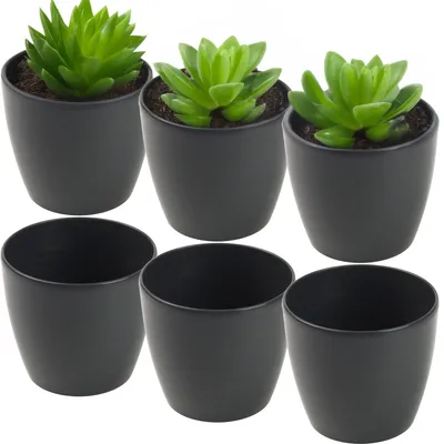 Produktbild von Set 6x Blumentopf Blumenkübel Matilda Pflanzer Pflanztopf 12x11cm Dunkelgrau