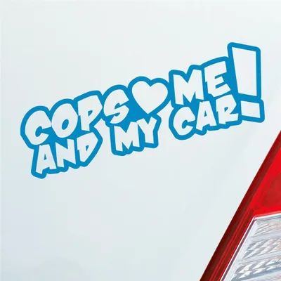Produktbild von Auto Aufkleber Cops Love me and my Car! Racing Rennen Tuning 15x5 cm Hellblau Sticker Heckscheibenaufkleber