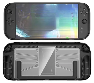 Image de Pour Nintendo Switch 2 d'une seule pièce TPU / PC Hybrid Shockproof Housse de protection noire