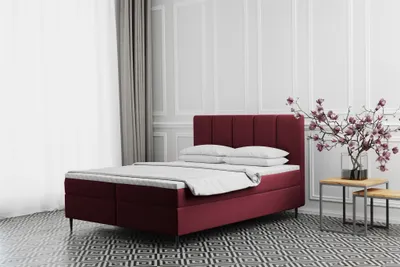 Produktbild von Boxspringbett Schlafzimmerbett MARAL 200x200cm in Stoff Monolith Weinrot