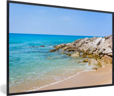 Produktbild von MuchoWow® Gerahmtes Poster Strand - Meer - Tropisch - Sommer 90x60 cm - Poster mit Schwarzem Bilderrahmen Wandposter Rahmen Foto Bilder - Fotorahmen - Foto-Plakat