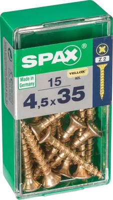 Image de Lot de 15 vis acier tête fraisée pozidriv SPAX, Diam.4.5 mm x L.35 mm