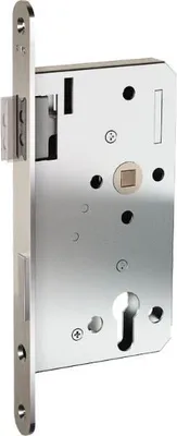 Produktbild von KFV Magnetfallenschloss WC 78mm Türbeschlag, Einsteckschloss magnetisch DM 55 Stulp rund, Edelstahl