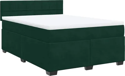 Produktbild von vidaXL Boxspringbett mit Matratze Dunkelgrün 140x200 cm Samt