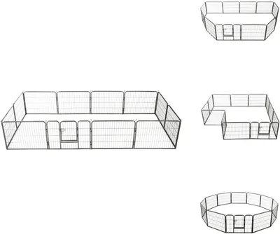 Obrázek produktu pro vidaXL Ohrádka pro psy 12 panelů ocel 80x60 cm černá - Psí boudy a výběhy