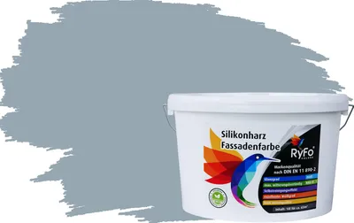 Produktbild von RyFo Colors Silikonharz Fassadenfarbe Lotuseffekt Trend Denimgrau 10l - bunte Fassadenfarbe, weitere Grau Farbtöne und Größen erhältlich, Deckkraft Klasse 1