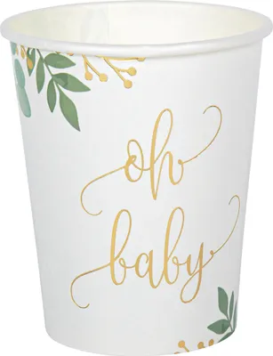 Image de 8 gobelets en carton Oh Baby Eucalyptus 250 ml - taille unique