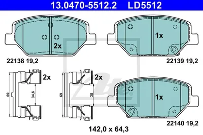 Produktbild von ATE Bremsbeläge Satz Vorne für OPEL INSIGNIA Caravan 13.0470-5512.2