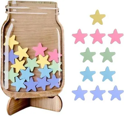 Produktbild von Persoonlijk beloningsglas für Kinder im Klassenzimmer | Motivierendes Belohnungssystem mit Sternen | Kinderbelohnungsglas für Jungen und Mädchen im Unterricht