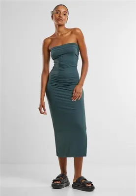 Produktbild von Damenkleid Urban Classics, Bandeau-Design, Midi-Länge, Farbe: petrolgrün - Größe: 5XL
