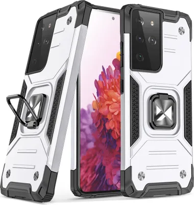 Image de Wozinsky Ring Armor Coque hybride blindée + support magnétique Samsung Galaxy S22 ultra argenté