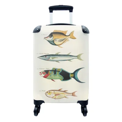 Obrázok produktu pre Kufrík Ručná batožina na kolieskach Malý cestovný kufor so 4 kolieskami More - Vintage - Ryby - Veľkosť kabíny < 55x40x23 cm & 55x40x20 cm - Foto