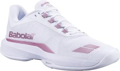 Image de Babolat Jet Tere 2, chaussures de tennis pour femmes, modèle polyvalent, couleur : blanc/rose doré, taille : 38,5