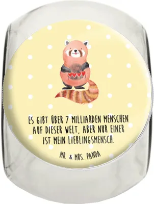 Produktbild von Mr. & Mrs. Panda Bonbonglas Roter Panda L 870ml - Gelb Pastell - Geschenk, küchenglas, aufbewahrungsglas, Liebling, Vorratsglas, Vorratsdose, Lieblingsmensch, Kaffeedose