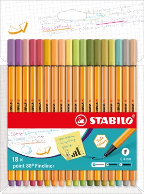 Zdjęcie produktu dla STABILO 8818-22 cienkopis STABILO point 88, pudełko 18 nowych kolorów