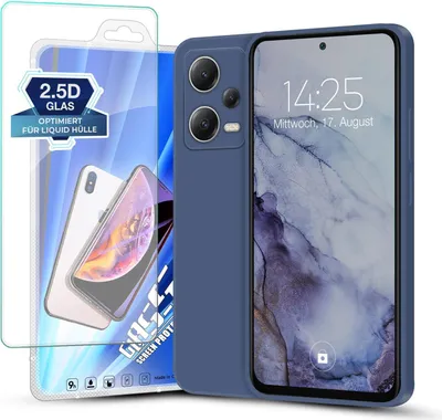 Produktbild von Hülle für Xiaomi Redmi Note 12 5G mit 9H Displayglas Displayschutz Plus Case Cover Bumper Silikon Softgrip Schutzhülle Farbe: Lavendelblau