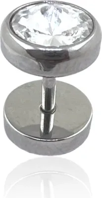 Produktbild von Fake Plug Ohrstecker 8mm 316L Chirurgenstahl mit Kristall