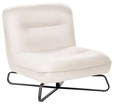 Produktbild von BELIANI Sessel Cremeweiß Stoff Ohne Armlehnen Gepolstert Schwarzes Metallgestell Breite Sitzfläche Modernes Design Wohnzimmer Polstersessel
