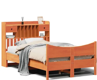 Produktbild von vidaXL Massivholzbett ohne Matratze Wachsbraun 135x190 cm Kiefernholz