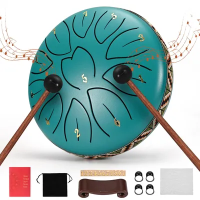 Produktbild von Steel Tongue Drum - Handpan-Instrument - 10 Töne - 15 cm - Für Meditation, Yoga und Klangheilung - Orange