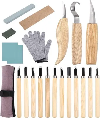 Produktbild von Famanu Houtschnitzwerkzeug Set 22 PCS - Professionelle Houtschnitzwerkzeuge