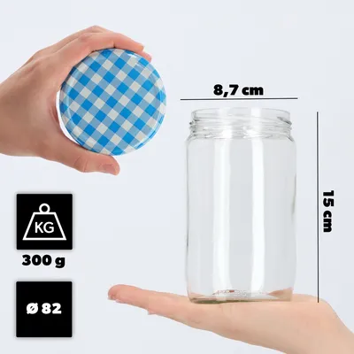 Produktbild von KADAX Einmachgläser mit Deckel "Niva", Marmeladengläser, Einweckgläser, 720 ml, Blau kariert, 24 Stück