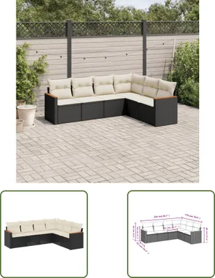 Produktbild von The Living Store 6-tlg. Garten-Sofagarnitur mit Kissen Schwarz Poly Rattan