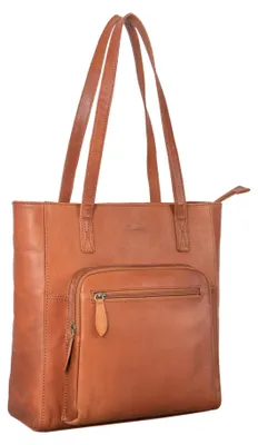 Produktbild von Benthill Damen Shopper Leder - Handtasche aus echtem Rindsleder - Tasche mit Reißverschluss - Schultertasche / Ledertasche - Vintage Umhängetasche