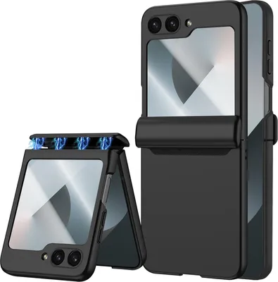Immagine prodotto di Custodia rigida per Samsung Galaxy Z Flip 6 / Z Flip 7 FE con protezione a cerniera magnetica, protezione dello schermo e cover All-Inclusive nero