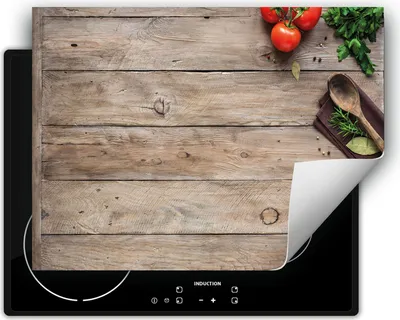 Produktbild von DarHaus Herdabdeckplatte 80x52 cm Anti Rutsch Matte Aufrollbar, Tomaten - Holz
