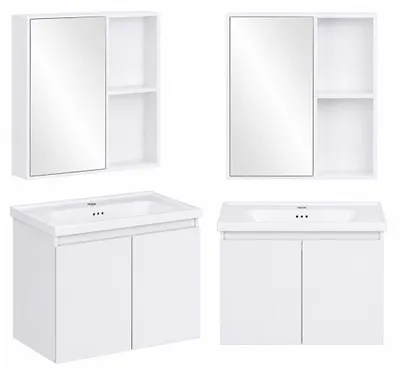 Obrázek produktu pro Závěsná koupelnová skříňka s umyvadlem + zrcadlo sada nábytku ModernHome