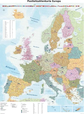 Produktbild von GeoMetro Kontinentkarte Europa Postleitzahlen (90 x 123 cm)