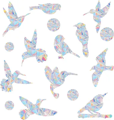 Produktbild von 48 Stück Taubenabwehr, Prisma Fensteraufkleber, Regenbogenfolie für Fensterdekoration