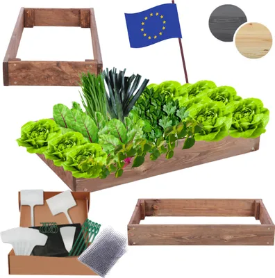 Produktbild von MODO24 Hochbeet Holz, Pflanzkasten, Massivholz, Kiefer, Kräuterbeet, Blumenkasten, Garten, Terrasse, 9x60x30 cm, Braun, ZP09