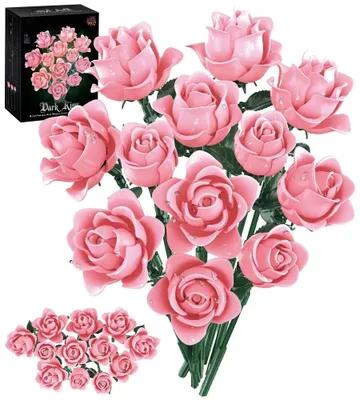Produktbild von Künstliche Blumen Baustein Set - Rosa Rosen Botanical Collection Geschenkidee