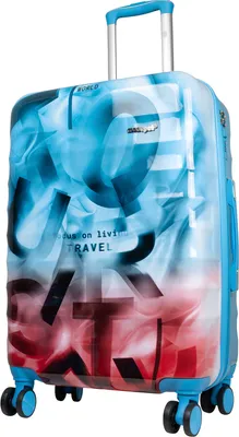 Produktbild von Hartschalen-Koffer Mittelgroßer Reisekoffer Verona 65cm Trolley Blau-Pink Graffiti-Look Motivkoffer